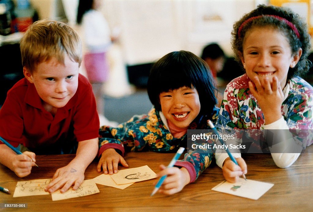 Students (4-6)  in classroom, portrait