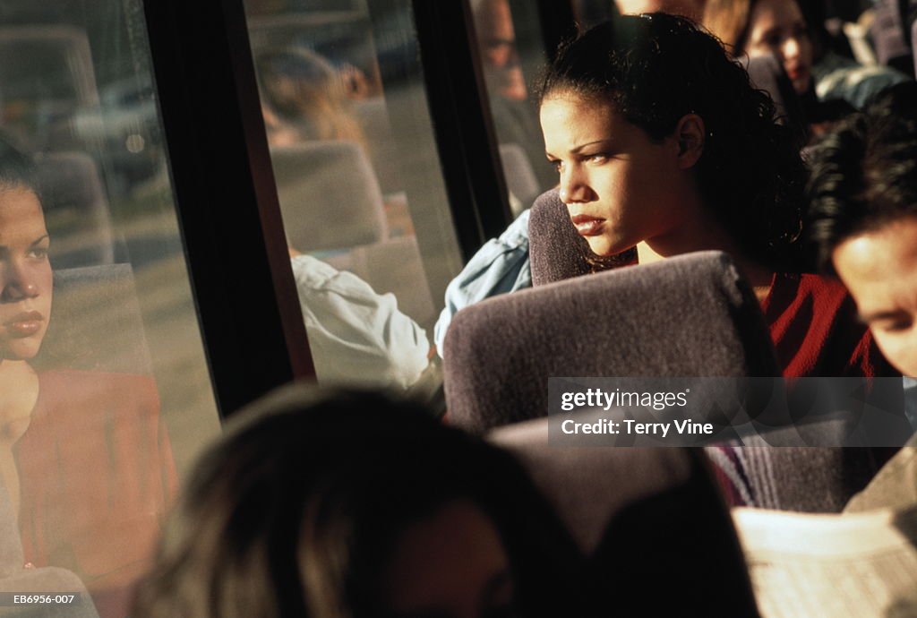 Young woman on bus