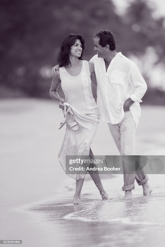 Couple on beach, Dorado Beach, Puerto Rico (B&W)