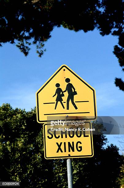 school crossing sign - nancy green stock pictures, royalty-free photos & images