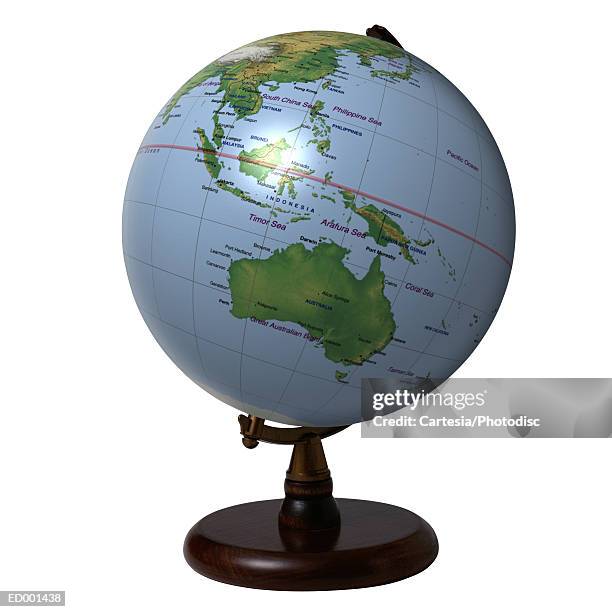 globe showing australia - desktop globe stock pictures, royalty-free photos & images