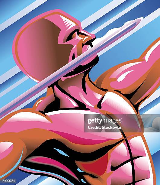 illustrations, cliparts, dessins animés et icônes de male athlete about to throw javelin - saut et lancer d'athlétisme masculin