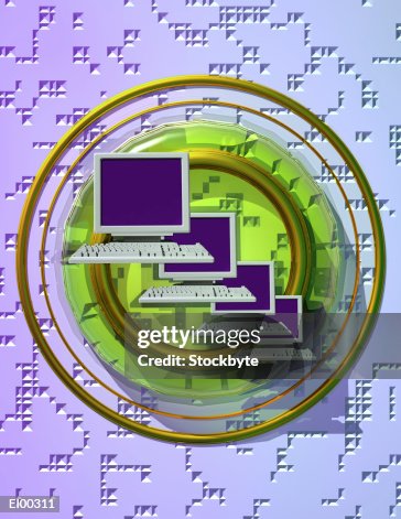Computer Cirlcle Computers In Front Of Circle Design High-Res Vector Graphic - Getty Images