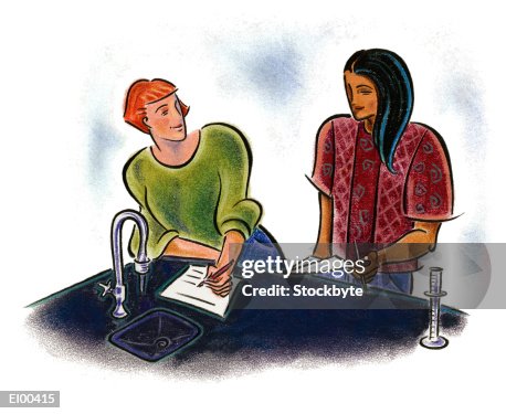 Lab partners taking notes Lab partners taking notes