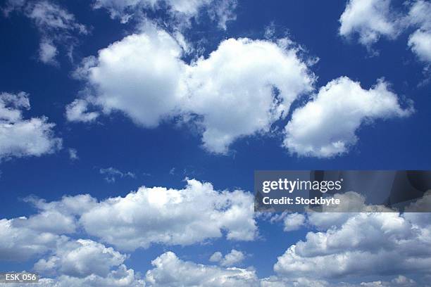 scattered clouds in bright sky - altocumulus stock pictures, royalty-free photos & images