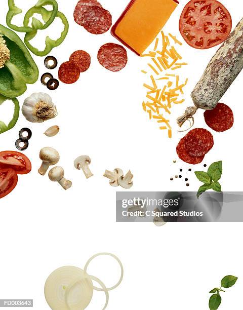 pizza toppings - toppings stock pictures, royalty-free photos & images