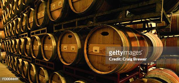 oak wine barrels - napa county stock pictures, royalty-free photos & images