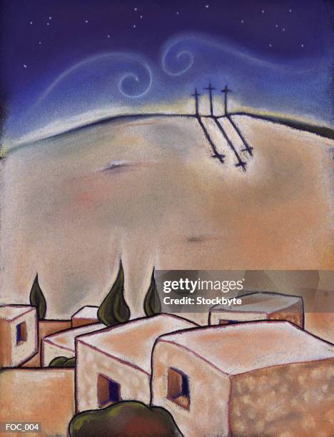 calvary - religiöses ereignis stock-grafiken, -clipart, -cartoons und -symbole