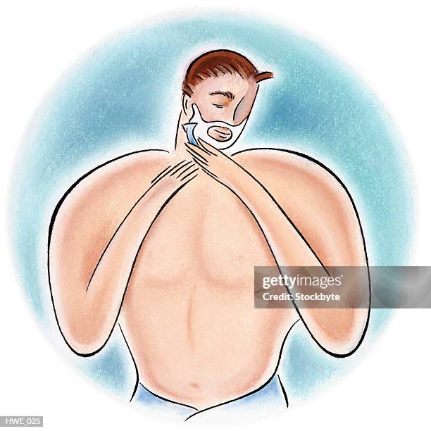 man shaving - shaving chest stock illustrations
