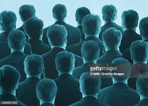 crowd of male executives, rear view (digital enhancement) - all dressed the same stock pictures, royalty-free photos & images