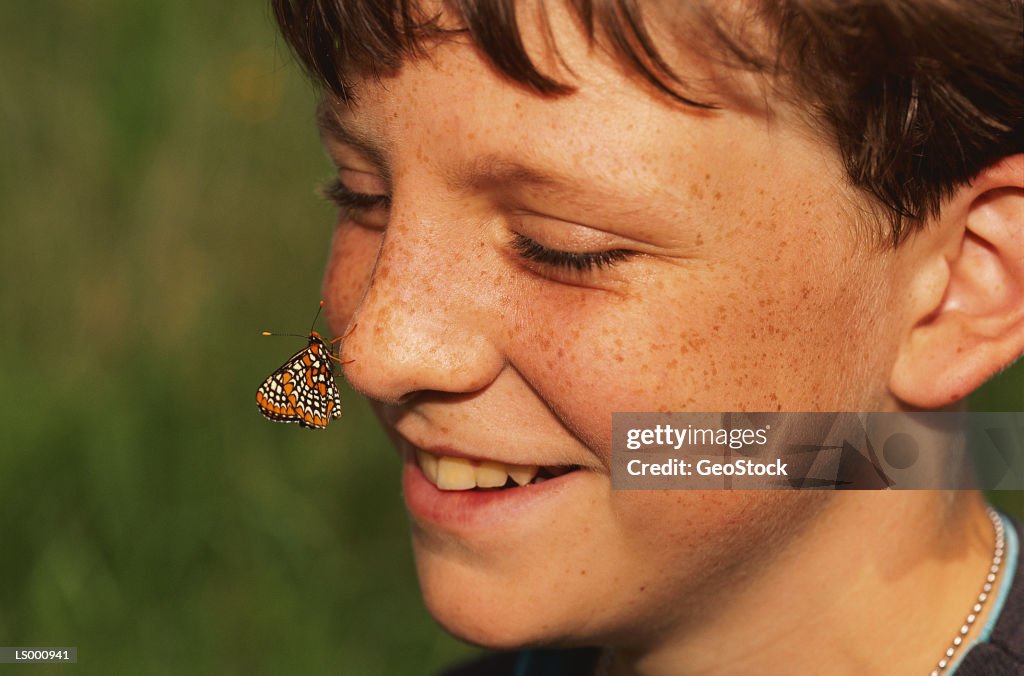 Boy with Butterfly on his Nose