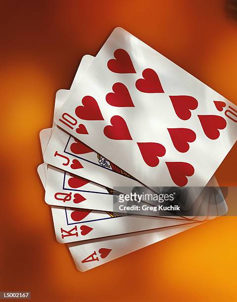 royal flush - hand i kortspel bildbanksfoton och bilder
