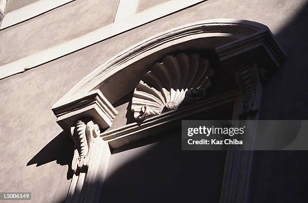 tuscany,italy - pediment with shell - pediment stock pictures, royalty-free photos & images