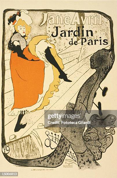 ilustraciones, imágenes clip art, dibujos animados e iconos de stock de jane avril at the jardin de paris - 1893