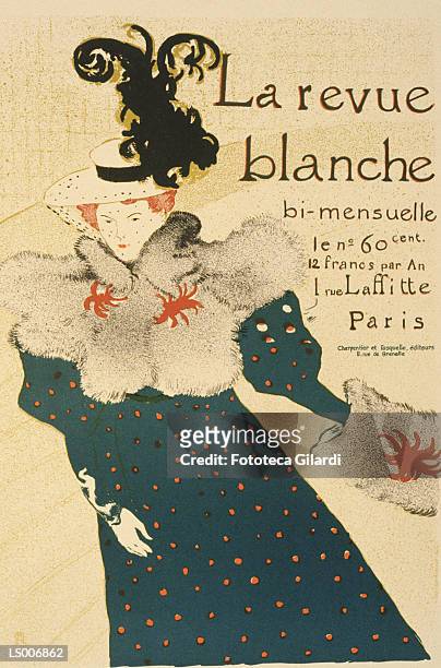 stockillustraties, clipart, cartoons en iconen met la revue blanche - a monthly publication - blank magazine ad