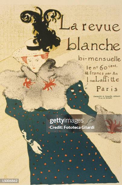 la revue blanche - a monthly publication - fur coat stock illustrations