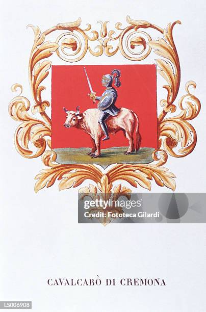 the cavalcabo of cremona - traditional helmet stock illustrations
