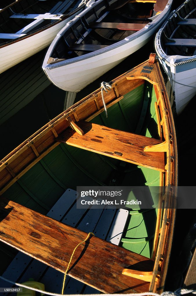 Moored rowboats, close-up