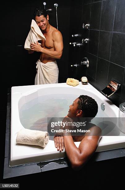 couple at a spa - balneotherapy stock pictures, royalty-free photos & images