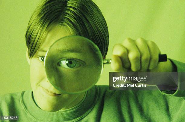 eye in magnifying glass - curtis stockfoto's en -beelden