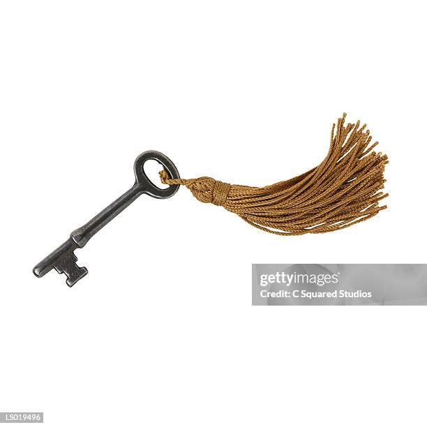 skeleton key with tassel - key findings stock pictures, royalty-free photos & images