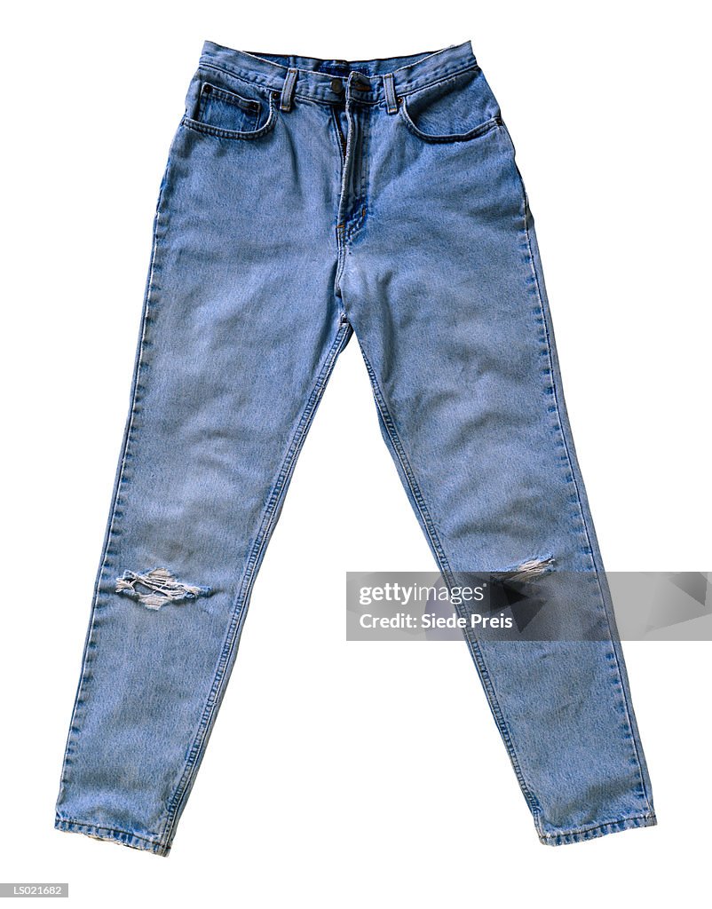 Worn-Out Blue Denim Jeans