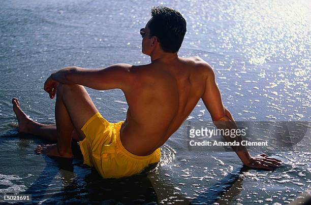 man reclining on a beach - amanda and amanda 個照片及圖片檔