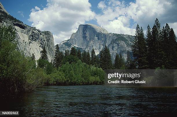 half dome and merced river - merced river stock pictures, royalty-free photos & images