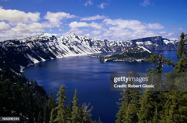 crater lake - wizard island stock pictures, royalty-free photos & images