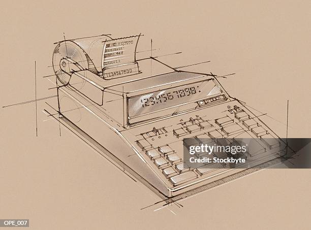 electric adding machine - adding machine tape stock illustrations