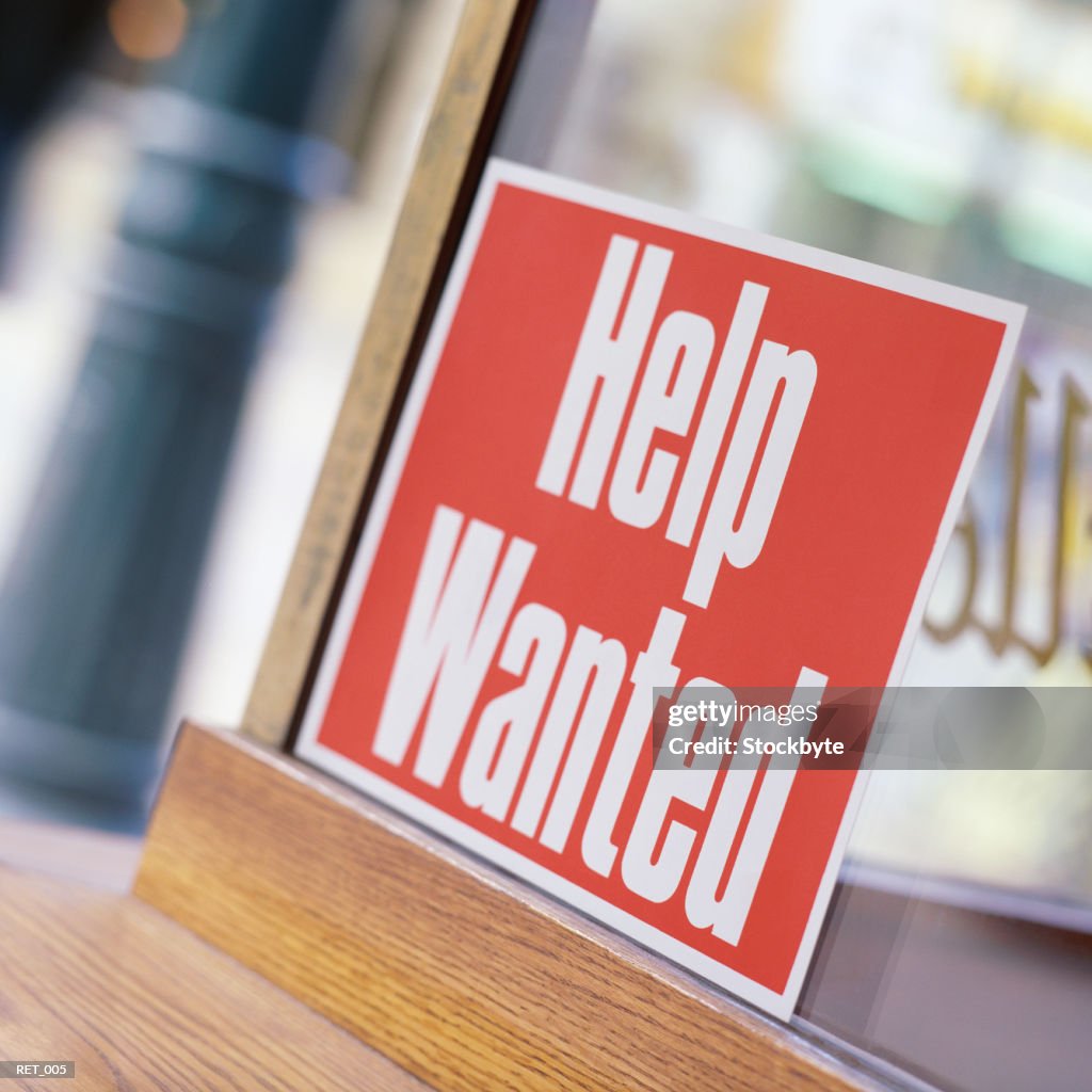 Help wanted sign in window