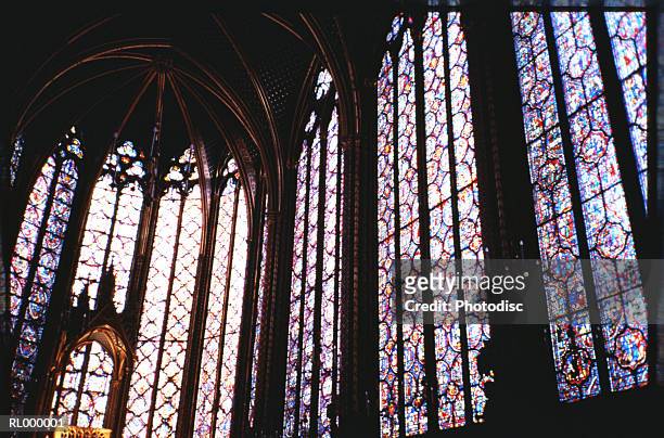 paris, france - stained glass from inside - inside of ストックフォトと画像