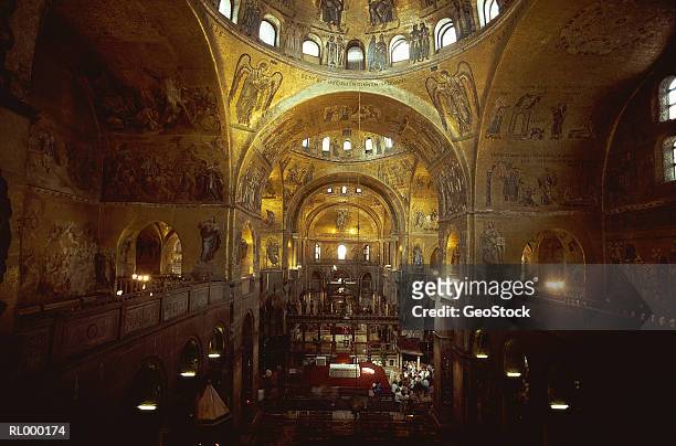 interior of st marks basilica - basilica di san marco stock-fotos und bilder