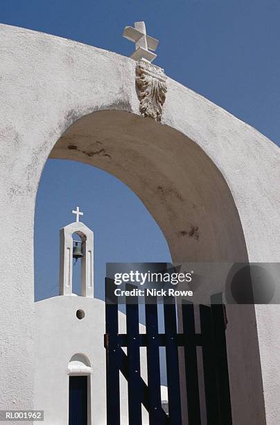 chapel gate at loutro, crete - nick stock pictures, royalty-free photos & images