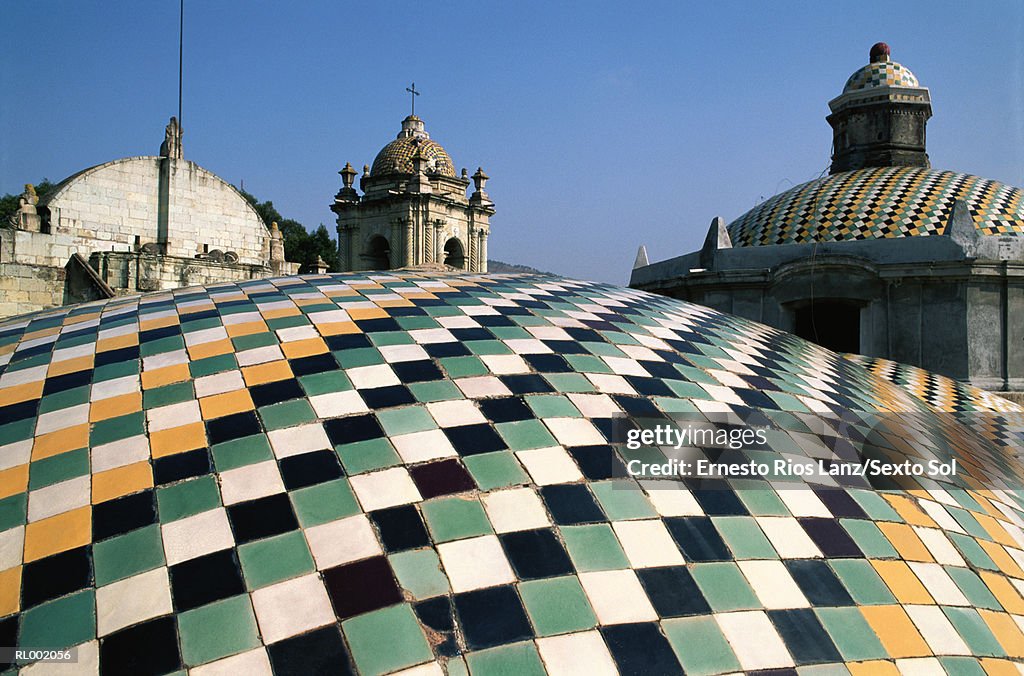 Tile Roof and Cathedral, Oaxaca