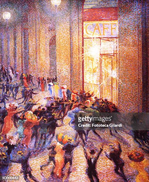riot in the galleria (1910) - galleria stock illustrations
