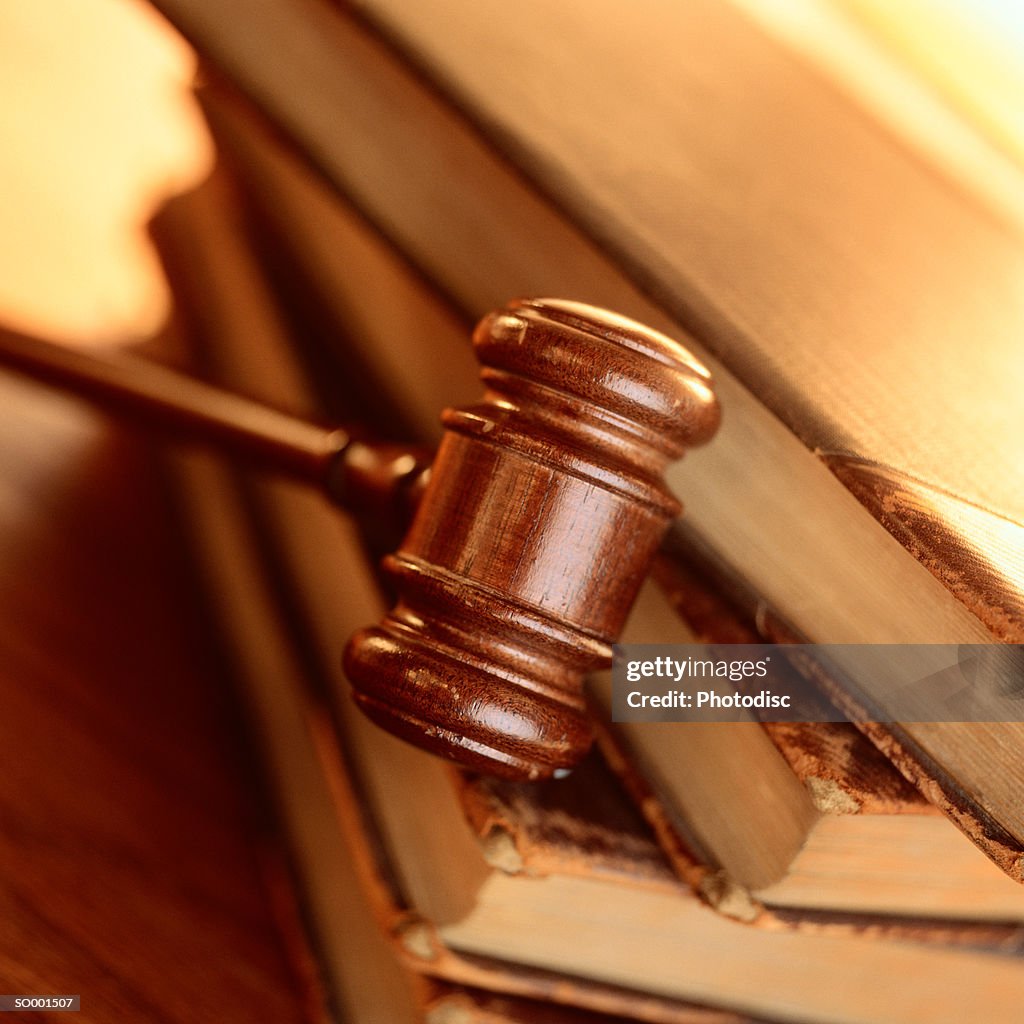 Gavel Resting on Books