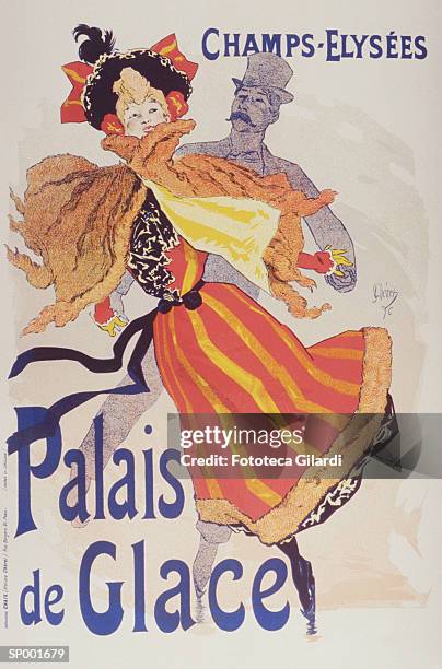 palais de glace - iceskating - paris champs elysees stock illustrations