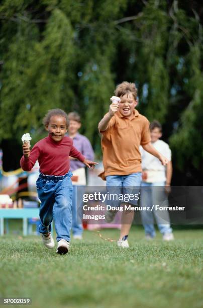 ice cream race - frozen sweet food stock pictures, royalty-free photos & images