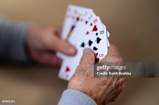 elderly woman playing cards - cartas na mão imagens e fotografias de stock