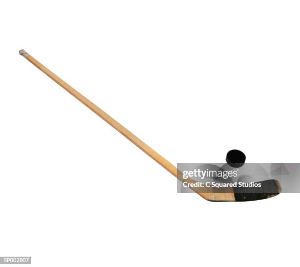 ice hockey stick and puck - hockey puck white background stock pictures, royalty-free photos & images