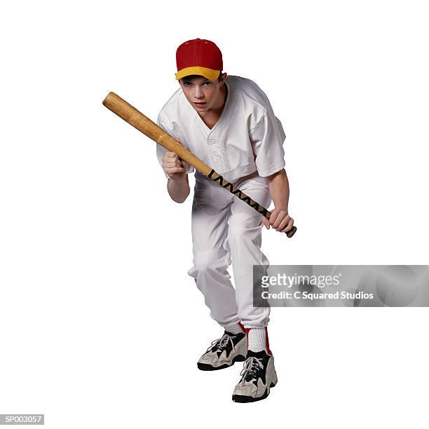 baseball player - bunting white background fotografías e imágenes de stock