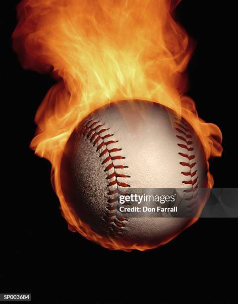 baseball burning, close-up - don farrall stock pictures, royalty-free photos & images