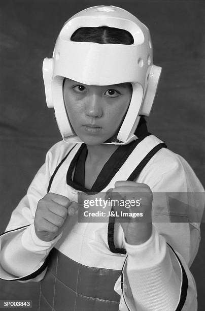 tae kwon do hand position - head protector stock pictures, royalty-free photos & images