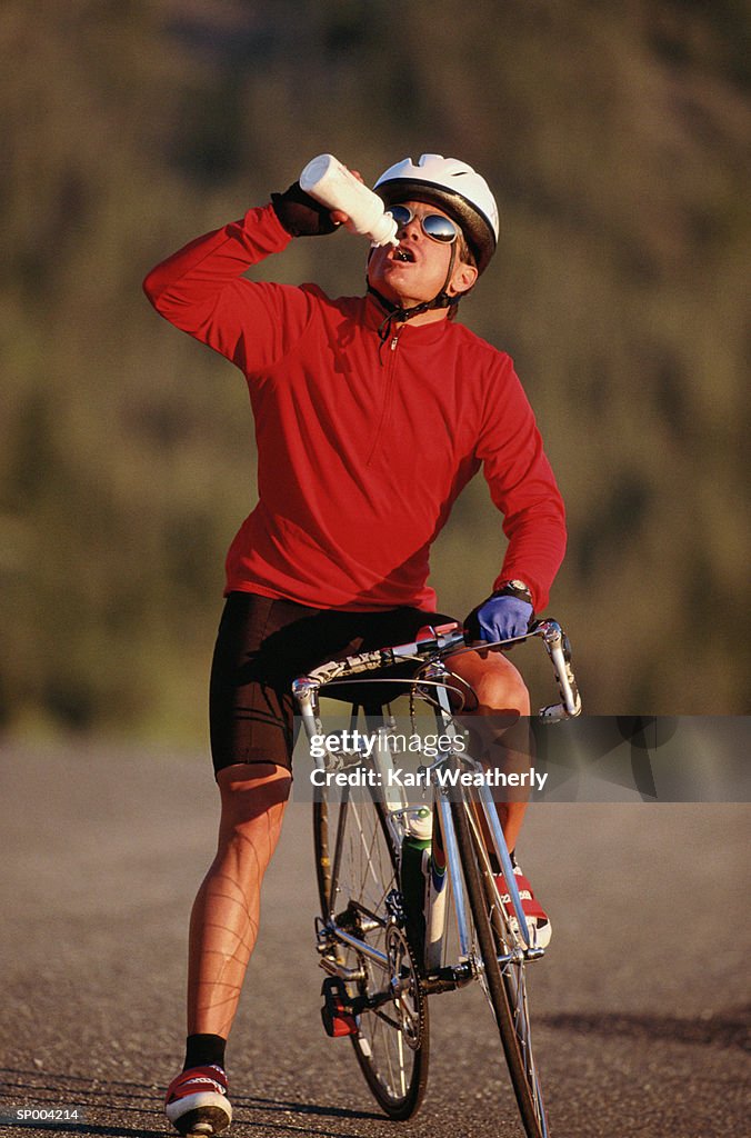 Biker Drinking Water