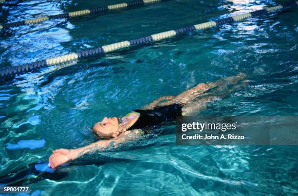 woman doing backstroke in swimming pool - duing stock pictures, royalty-free photos & images