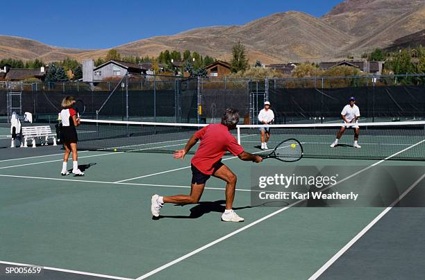playing tennis in sun valley, idaho - sun valley idaho stock pictures, royalty-free photos & images
