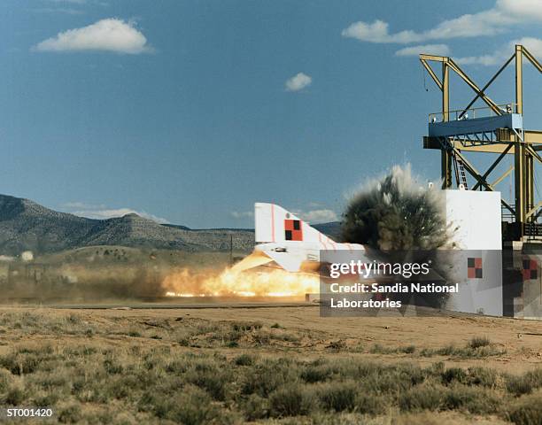 rocket sled test of f-4 phantom jet - sequential series stock pictures, royalty-free photos & images