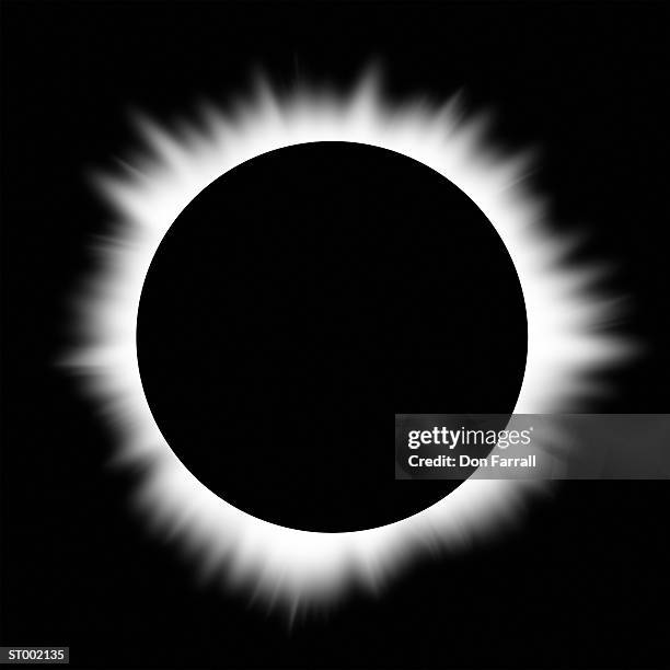 solar eclipse with corona - eclipse foto e immagini stock