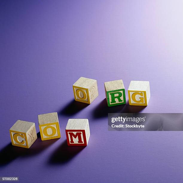 com and org on alphabet blocks - org stock pictures, royalty-free photos & images